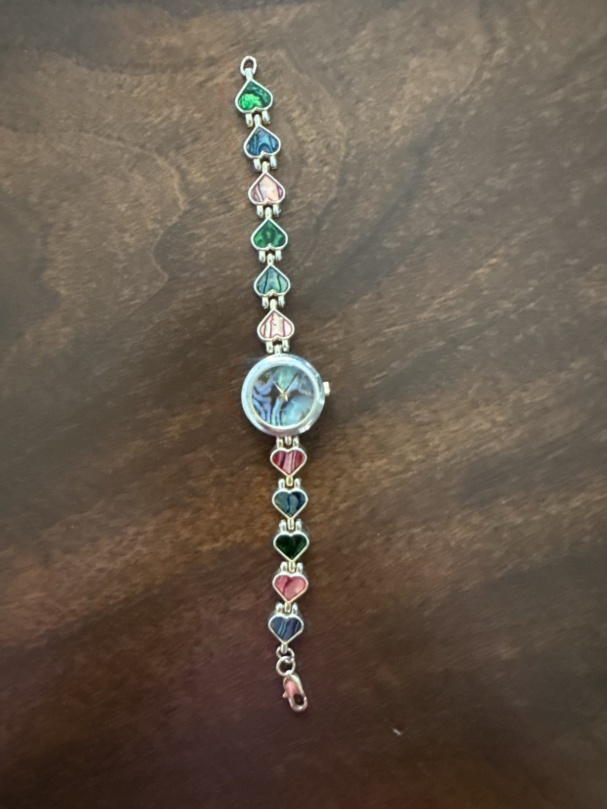 Repaired LA Express Abalone Women’s Heart Link Bracelet Wristwatch