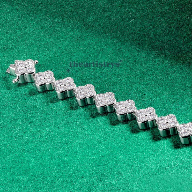 Solid 14K White Gold 7′ Inch Long Tennis Wedding Bracelet VVS1 Round Cut 6 Carat