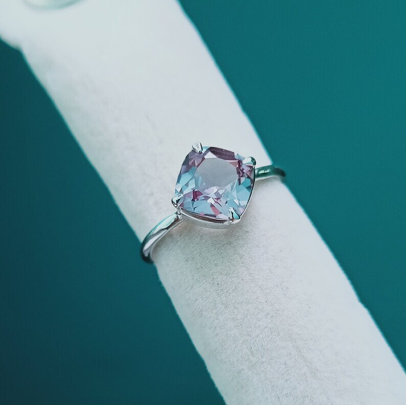 Alexandrite Ring, 925 Sterling Silver Ring, Lab Color Change Alexandrite Ring