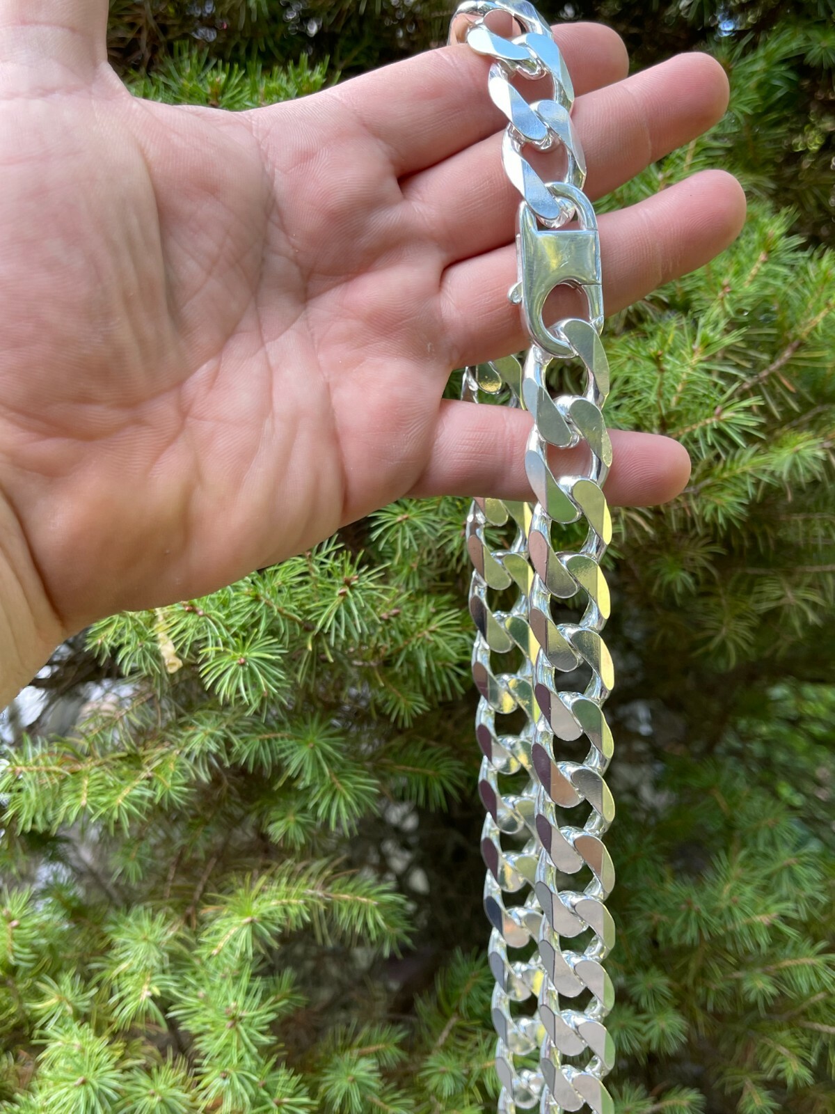 Real Solid 925 Silver 18mm Men’s Hip Hop Miami Cuban Curb Link Chain Or Bracelet