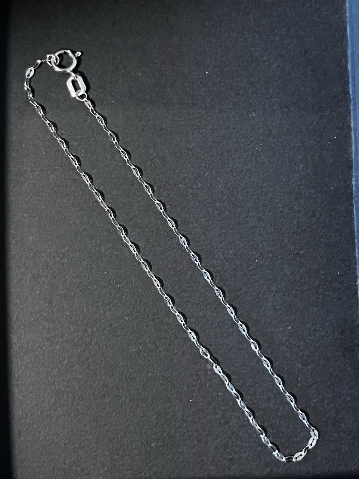10k white gold 8 inch women’s mirror chain 1.5mm