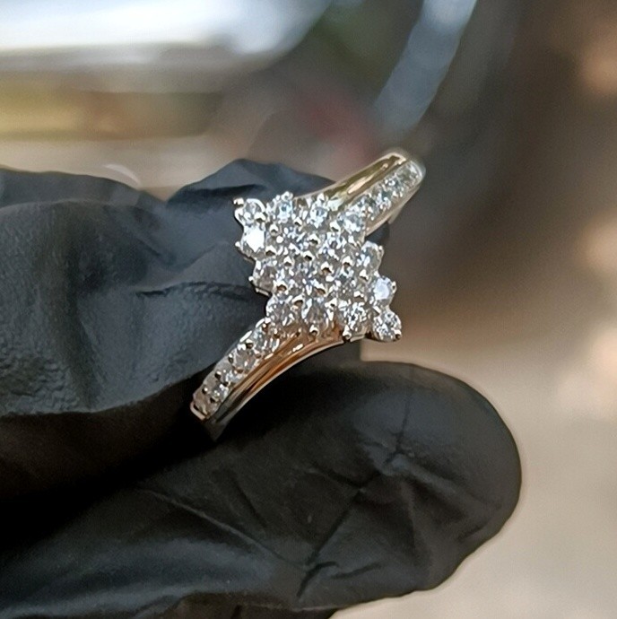 2.20Ct Round Lab Created Diamond Cluster Engagement Ring 14K White Gold Plated