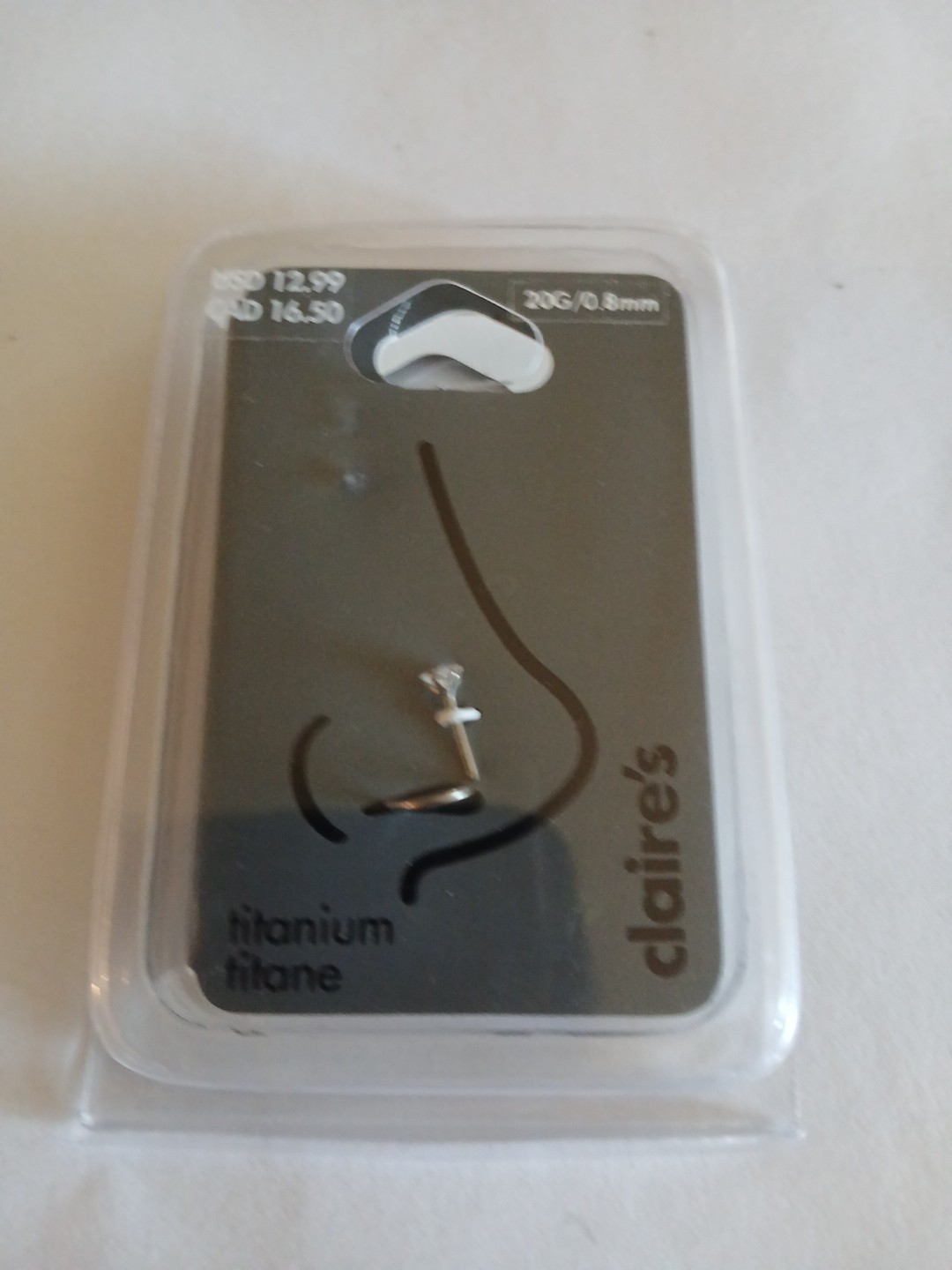 Claire’s Closeout Nose Piercing Jewelry Titanium Surgical Steel 20g/0.8mm NWT