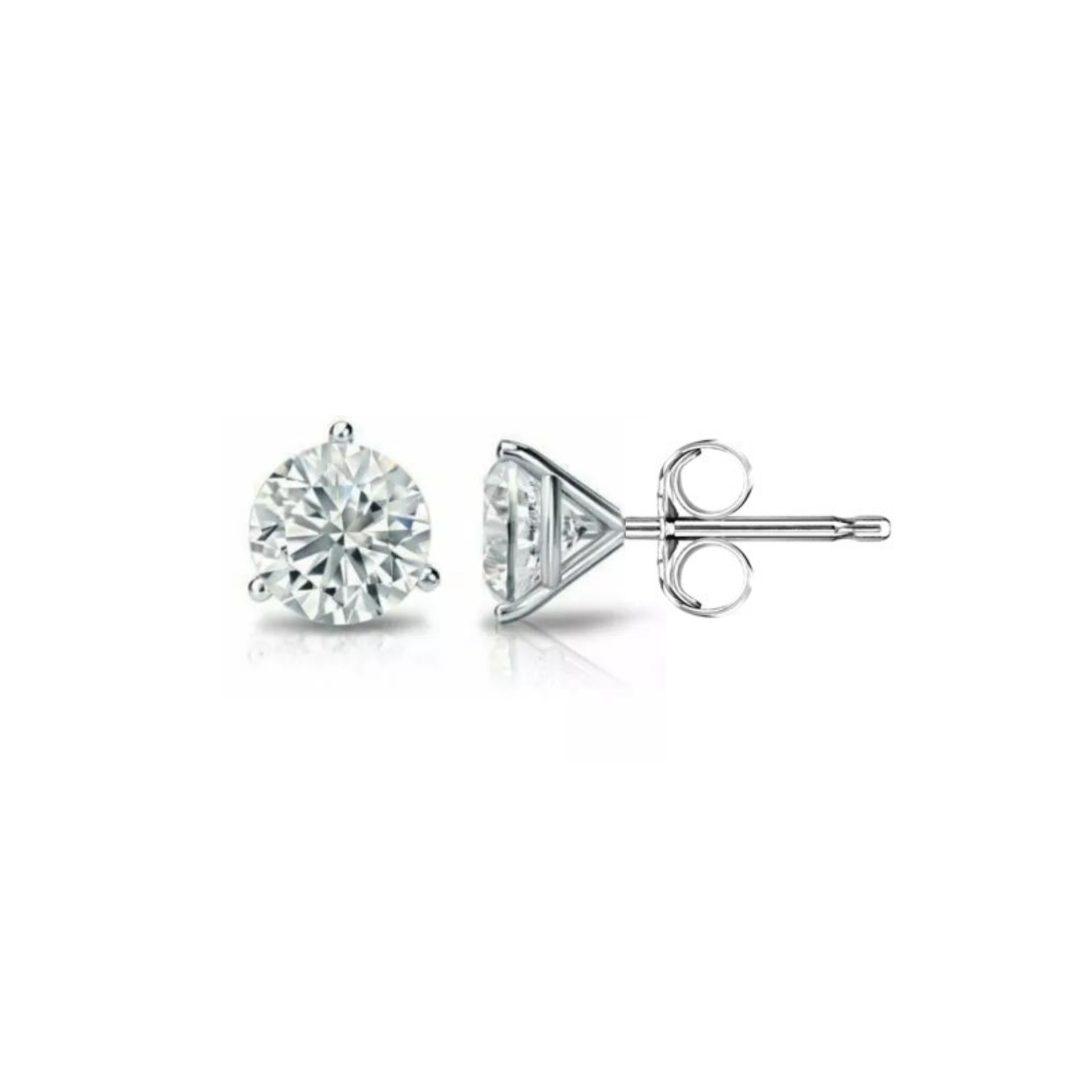 14K Gold GRA Certified D-VVS1 Round Moissanite Martini Push Back Stud Earrings