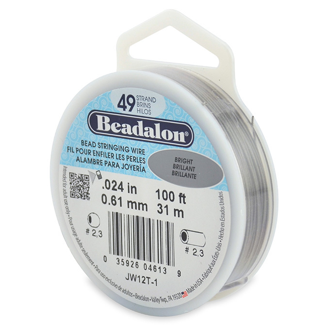Beadalon Bead Stringing Wire 49 Strand 30/100 FT. BRIGHT Various Sizes + Colors