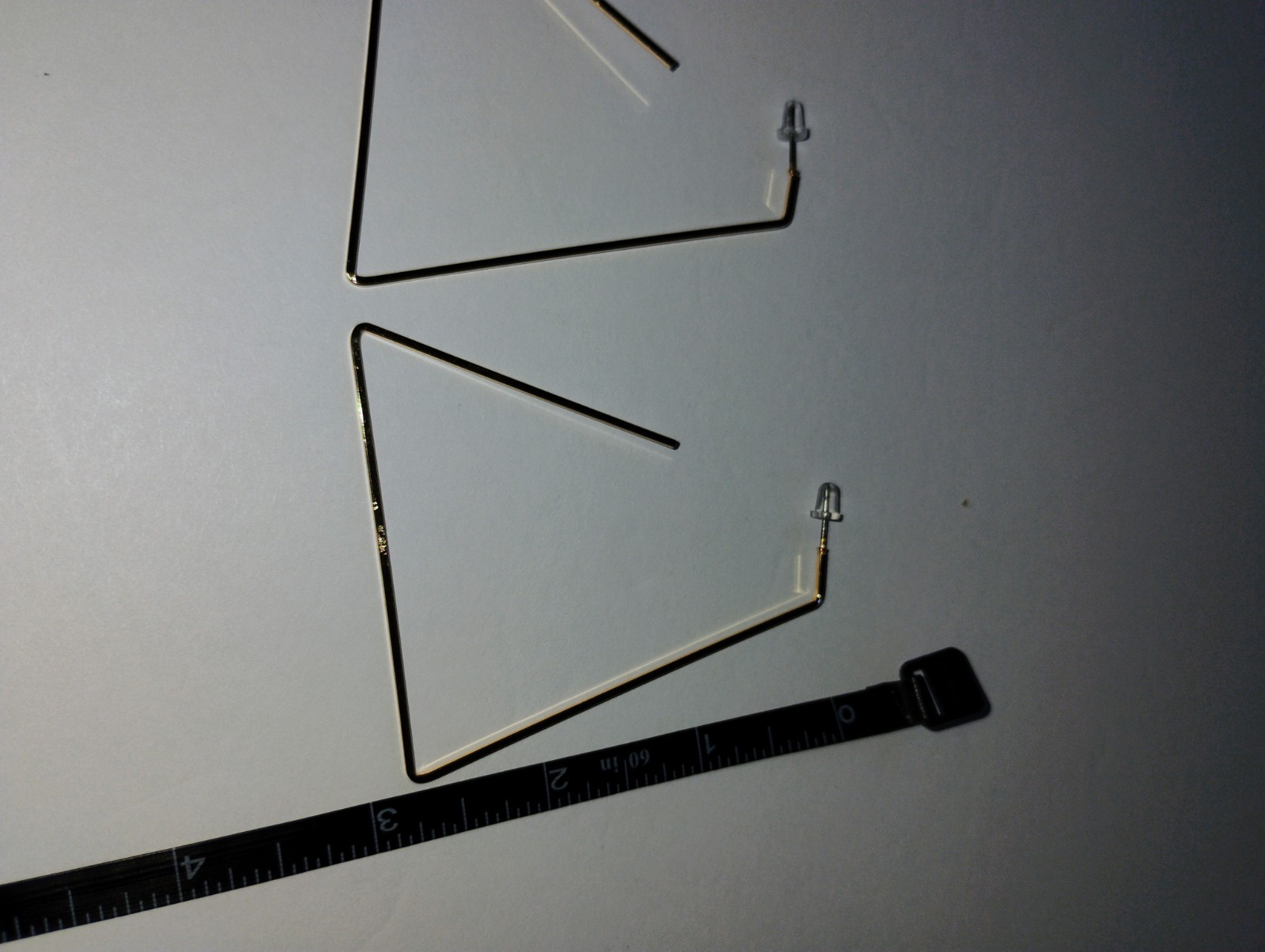 Gold Tone Geometric Triangle Hoop Dangle Earrings Post Back Approx 3 in