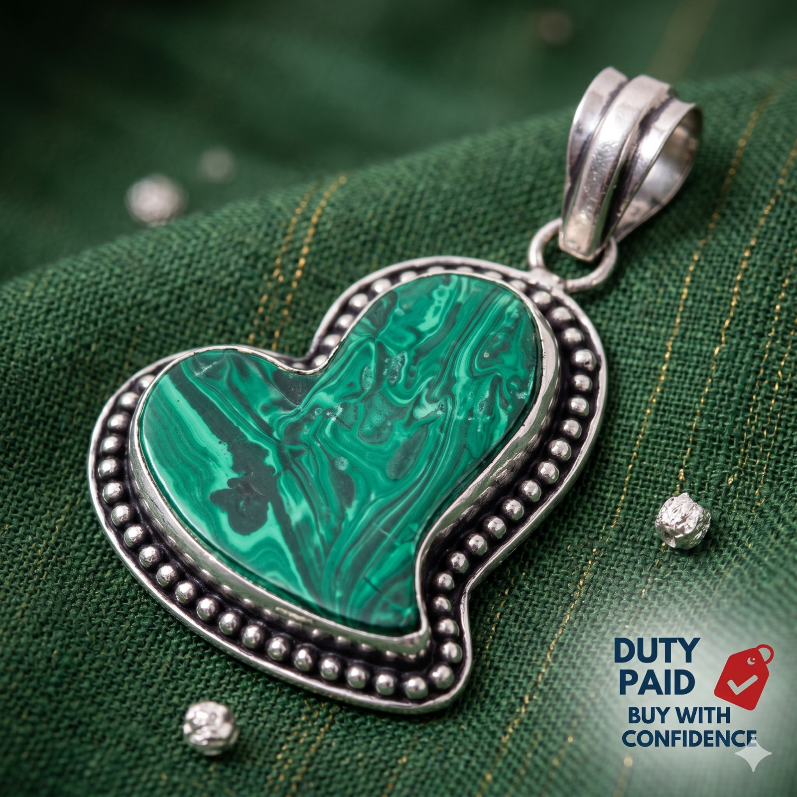 Malachite 925 Sterling Silver Channel Set Wife Heart Chakra New Pendant Jewelry