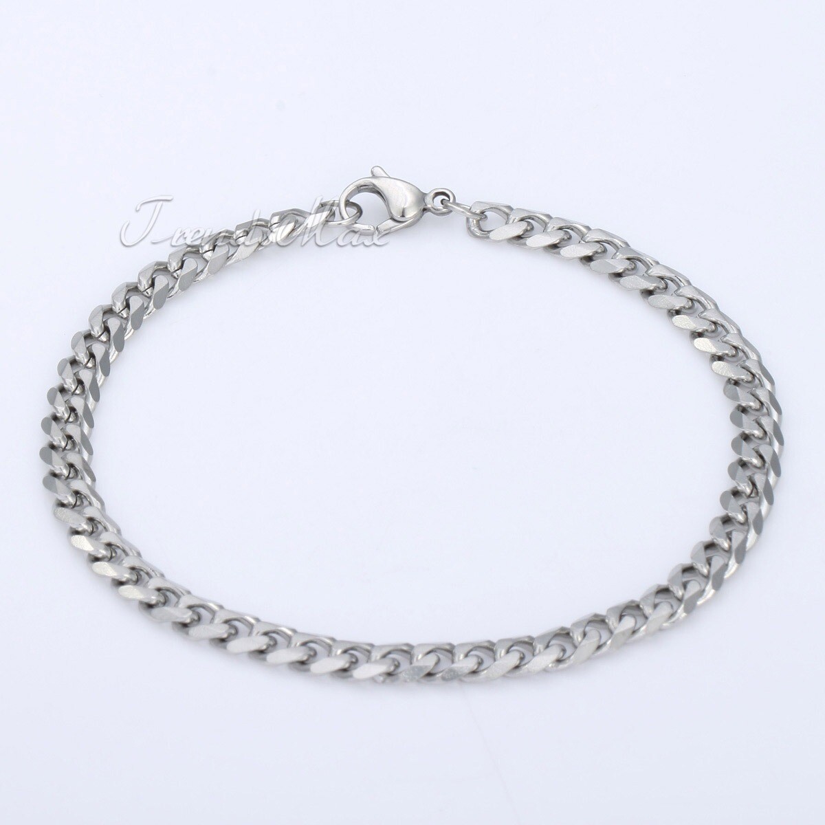 5MM 10″ Curb Cuban Link Anklet Bracelet Silver Stainless Steel Chain for Women