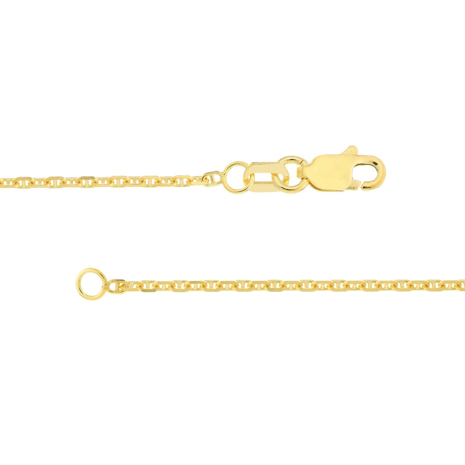 1.25mm Anchor Chain Necklace Real Solid 14K All Yellow Gold