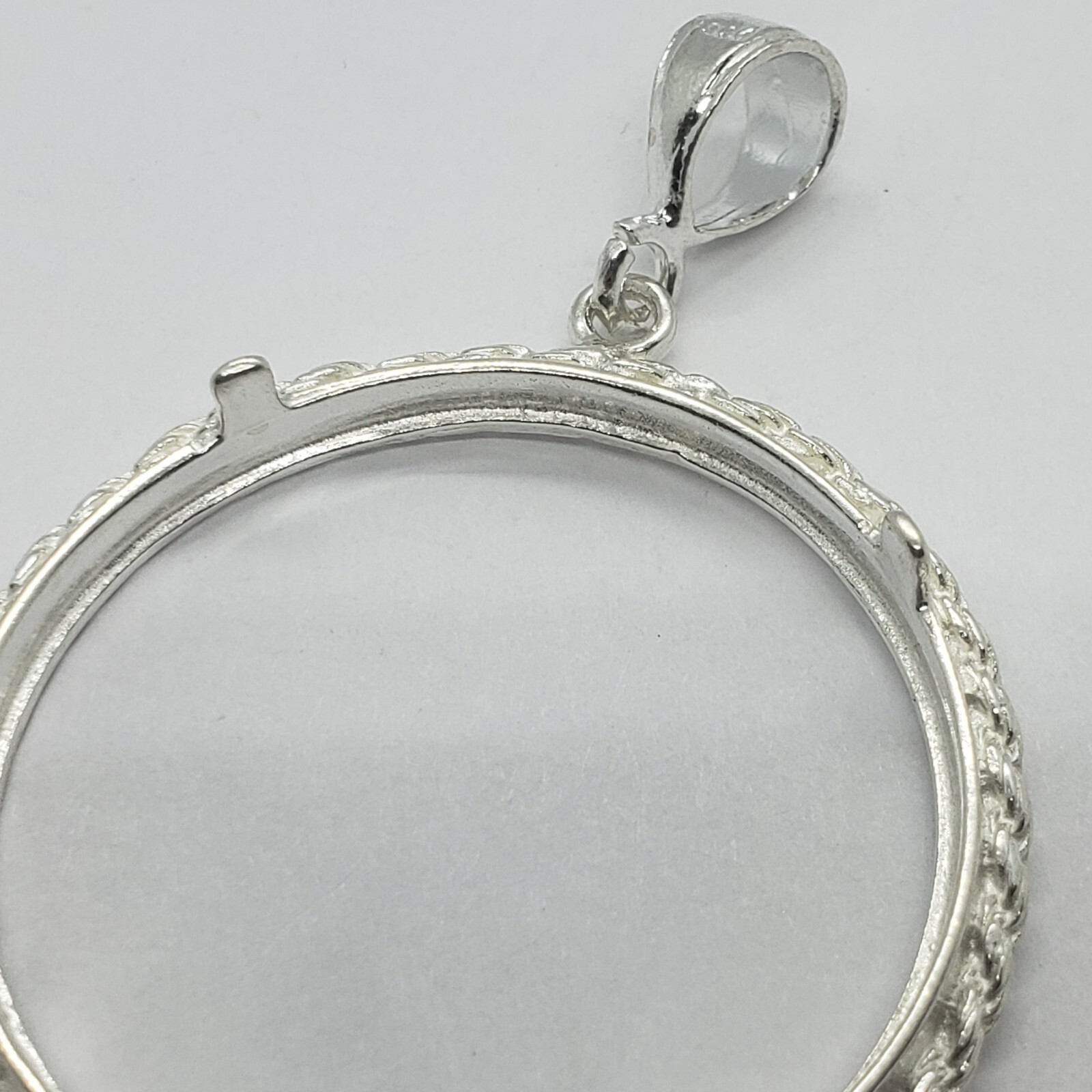 Sterling Silver Silver Eagle Rope Bezel 41 mm Coins 1 oz Dollar Coin NOT Include