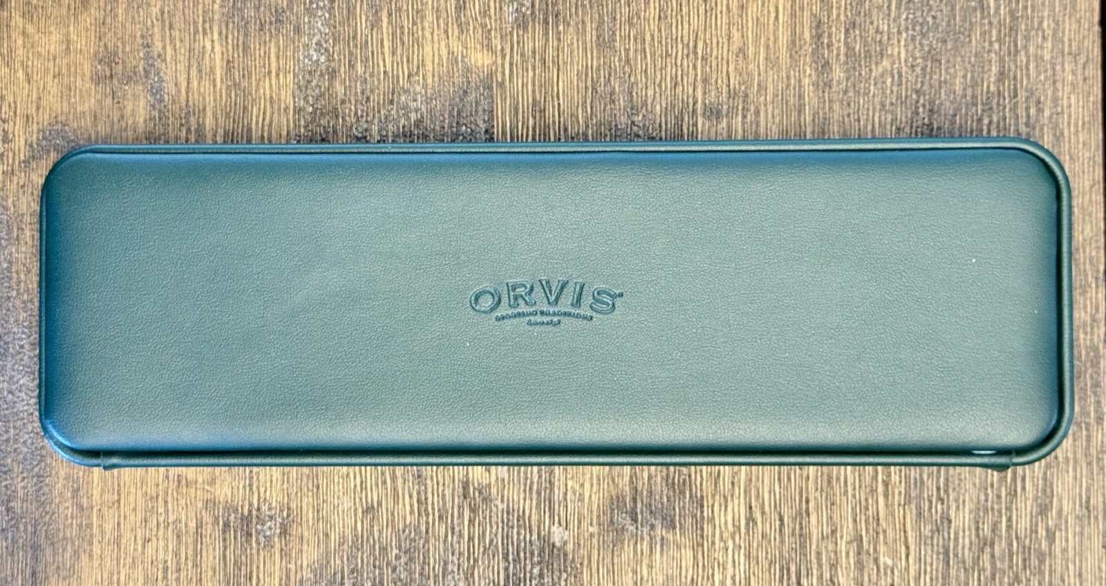 Orvis Quartz Watch Mens Rectangular Tank Leather Box Date VTG – Needs Battery