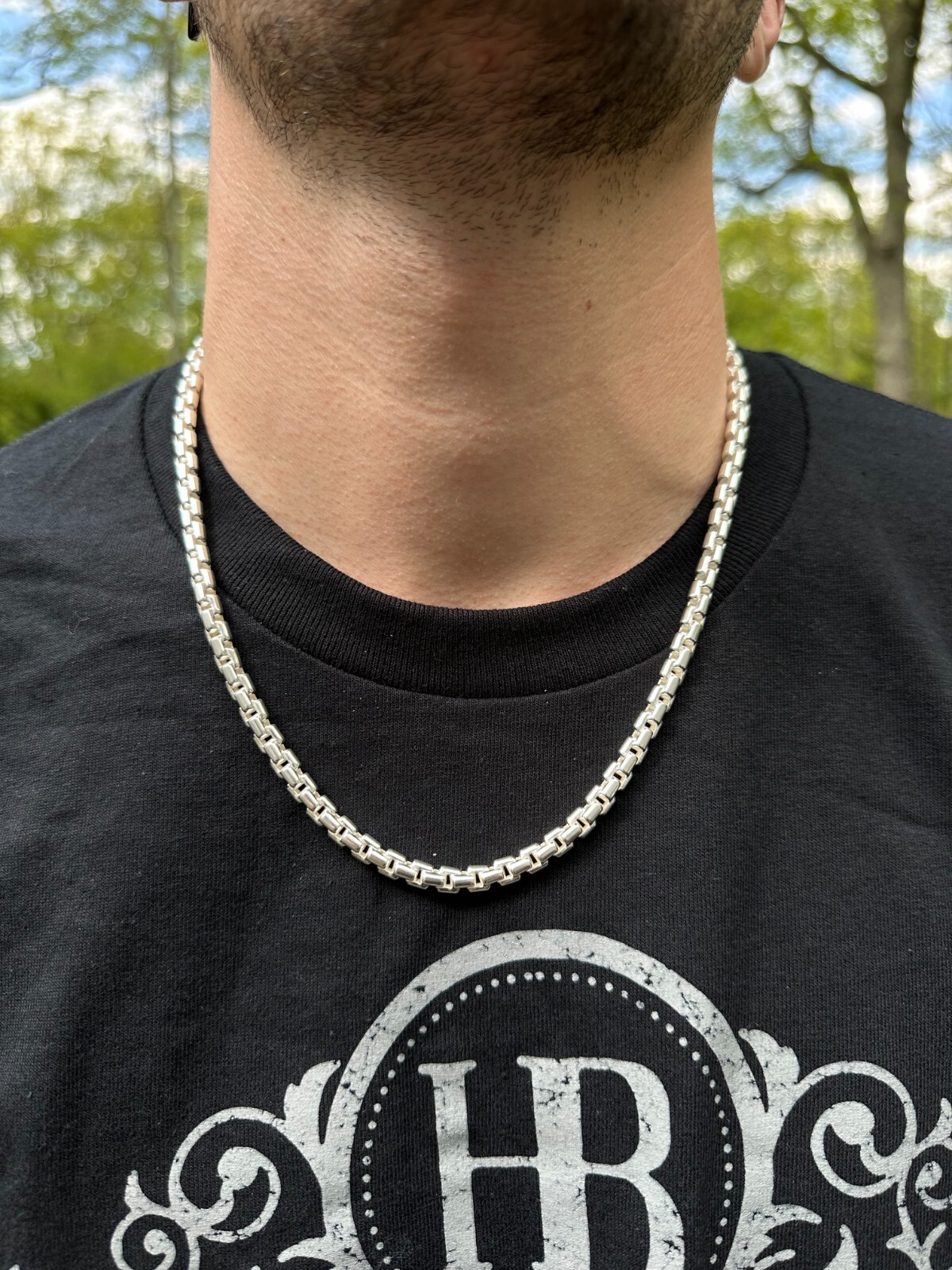 925 Sterling Silver 6mm Men’s Rounded Rolo Hermes Link Chain Necklace Bracelet