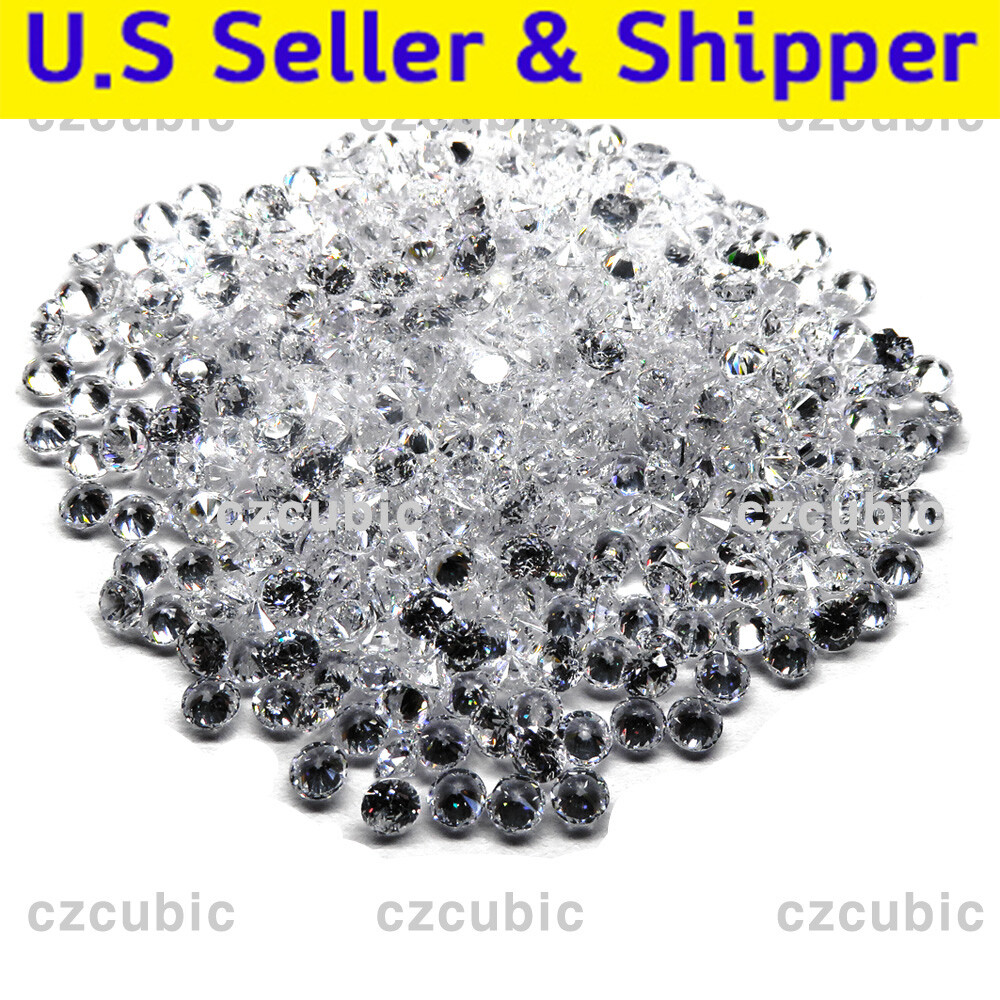 ROUND CUBIC ZIRCOINA LOOSE STONES PACK 1,000 PCS CZ 5A QUALITY 0.7 – 3.0 MM -US