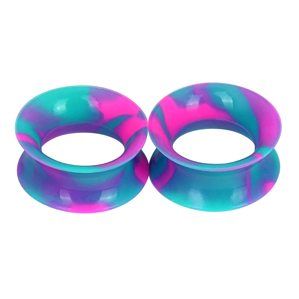 Pair Colorful Soft Silicone Ear Gauges Plugs Ear Flesh Tunnels Expander 2g-3/4″
