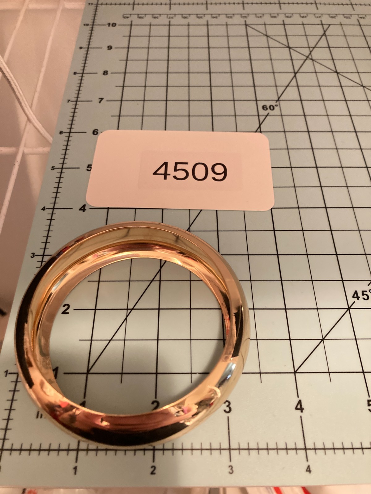 Gold Tone Domed Bangle Bracelet Wide Polished Couture Glossy Statement Chunky