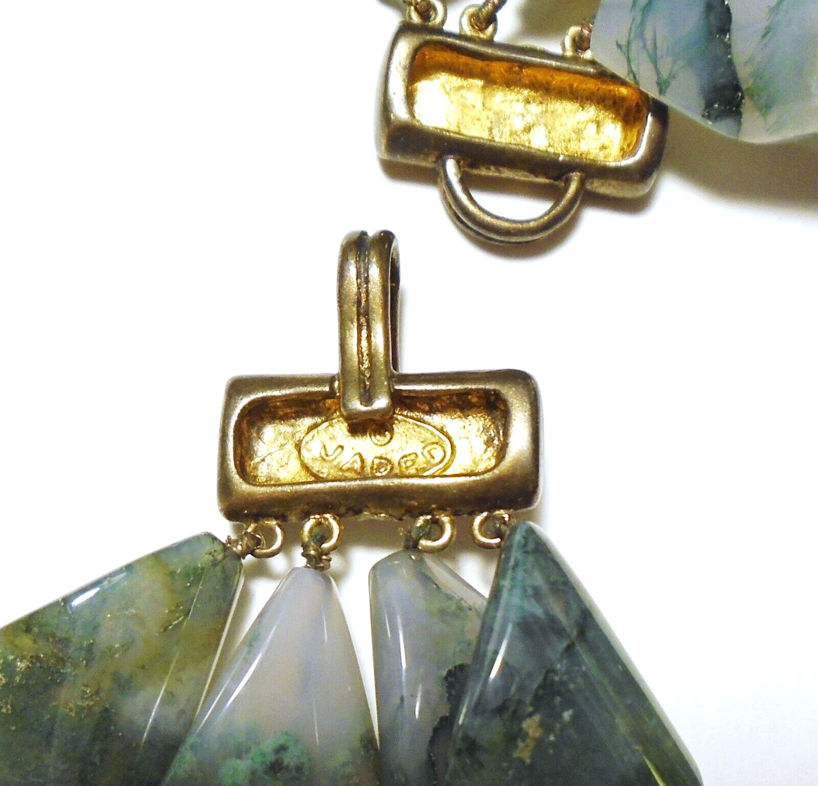 Statement JADED JEWELS INC NYC Moss Agate/AMETHYST Gemstone 4 STRAND NECKLACE