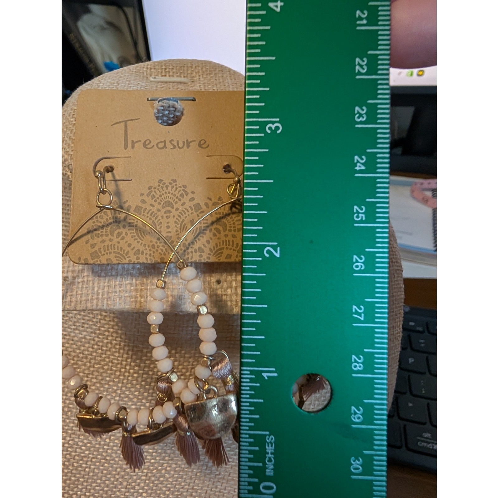 1420 – Treasure Western Boho Earrings – Beads and Tassels – NWT