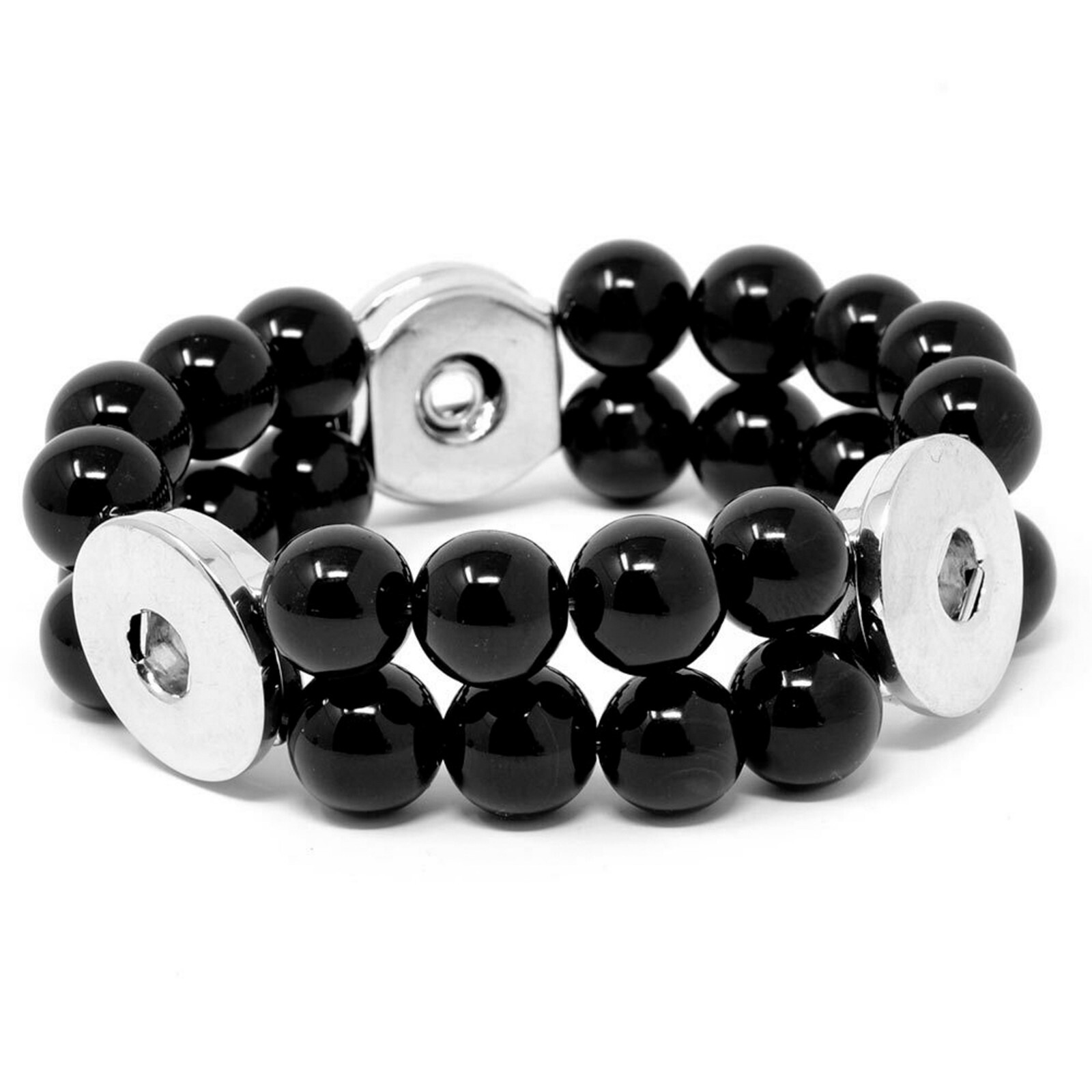 Snap Jewelry Bead Stretch 6.5 in. Ginger Charm Bracelet Fits 3 Custom Buttons