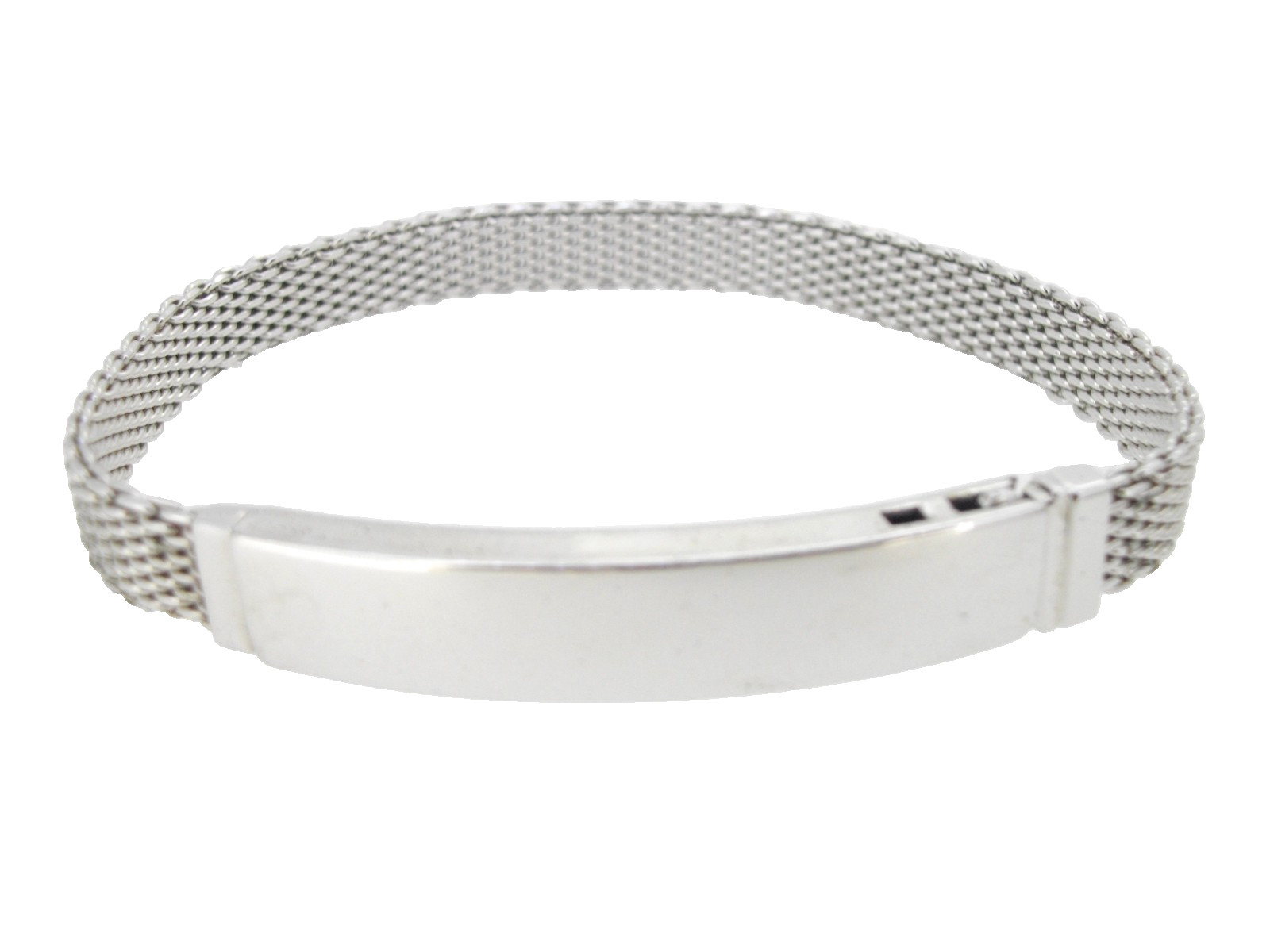 Bracelet Anson ID Identification Sterling Silver Mesh Links 7.25 in Twin-Lock