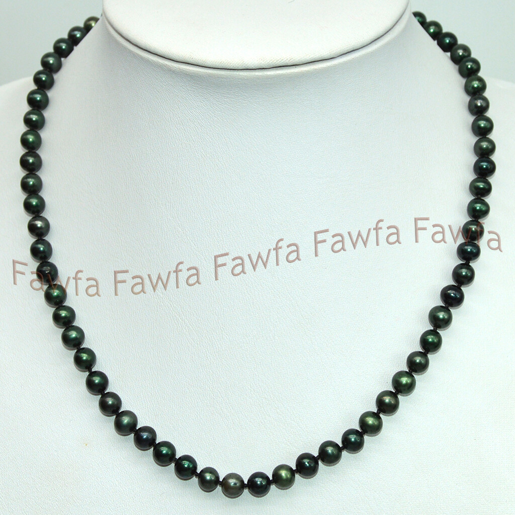 fashion Natural 6-6.5mm Tahitian Freshwater Peacock Black Pearl Necklace 18”