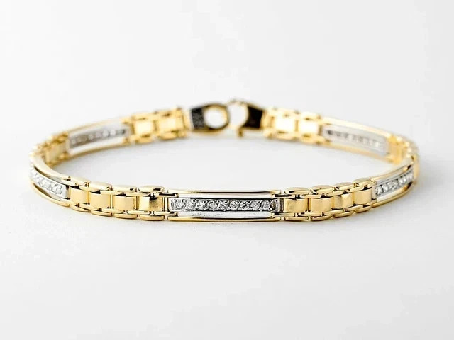 3Ct Round Cut Lab Created Diamond Men’s Unique Bracelet In 14K Two Gold Plated