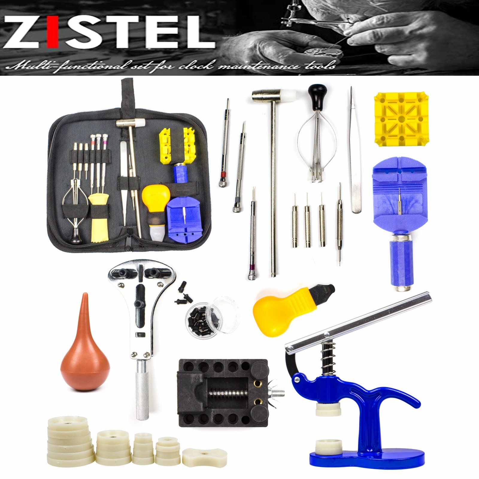 Watch Repair Tool Kit Spring Bar Tool Set, Case Opener, Watch Case Press w/ Case