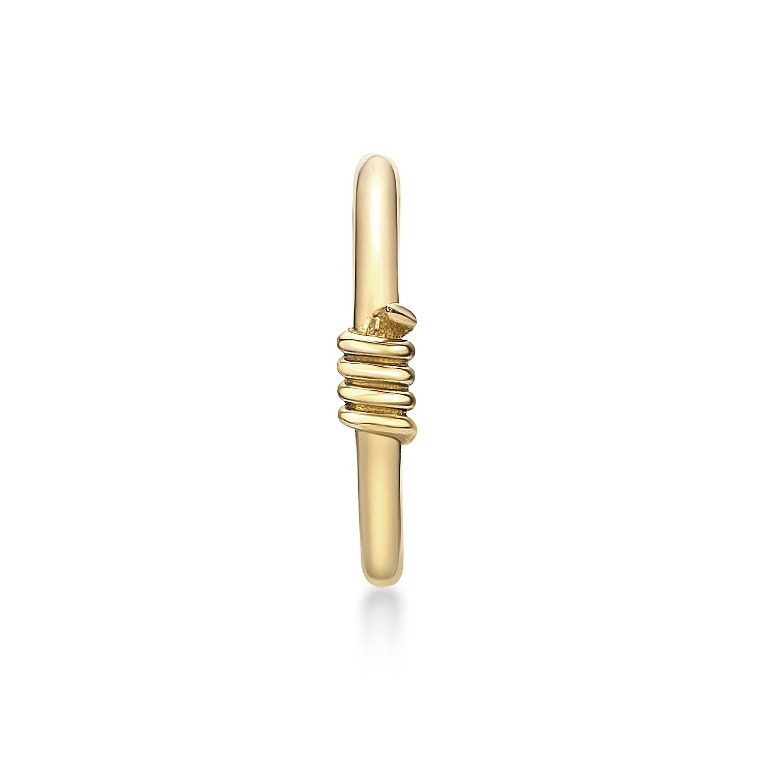 20 Gauge Barbed Wire Multi Area Hoop Earring in 14K Yellow Gold with Hinge Post