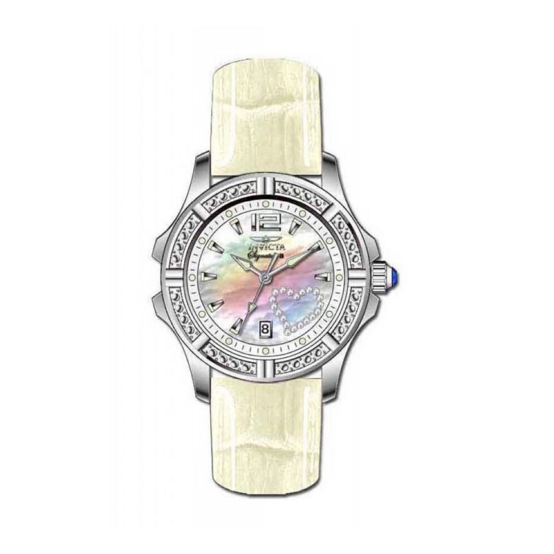 Invicta Signature Women’s Quartz White Leather Watch 7475