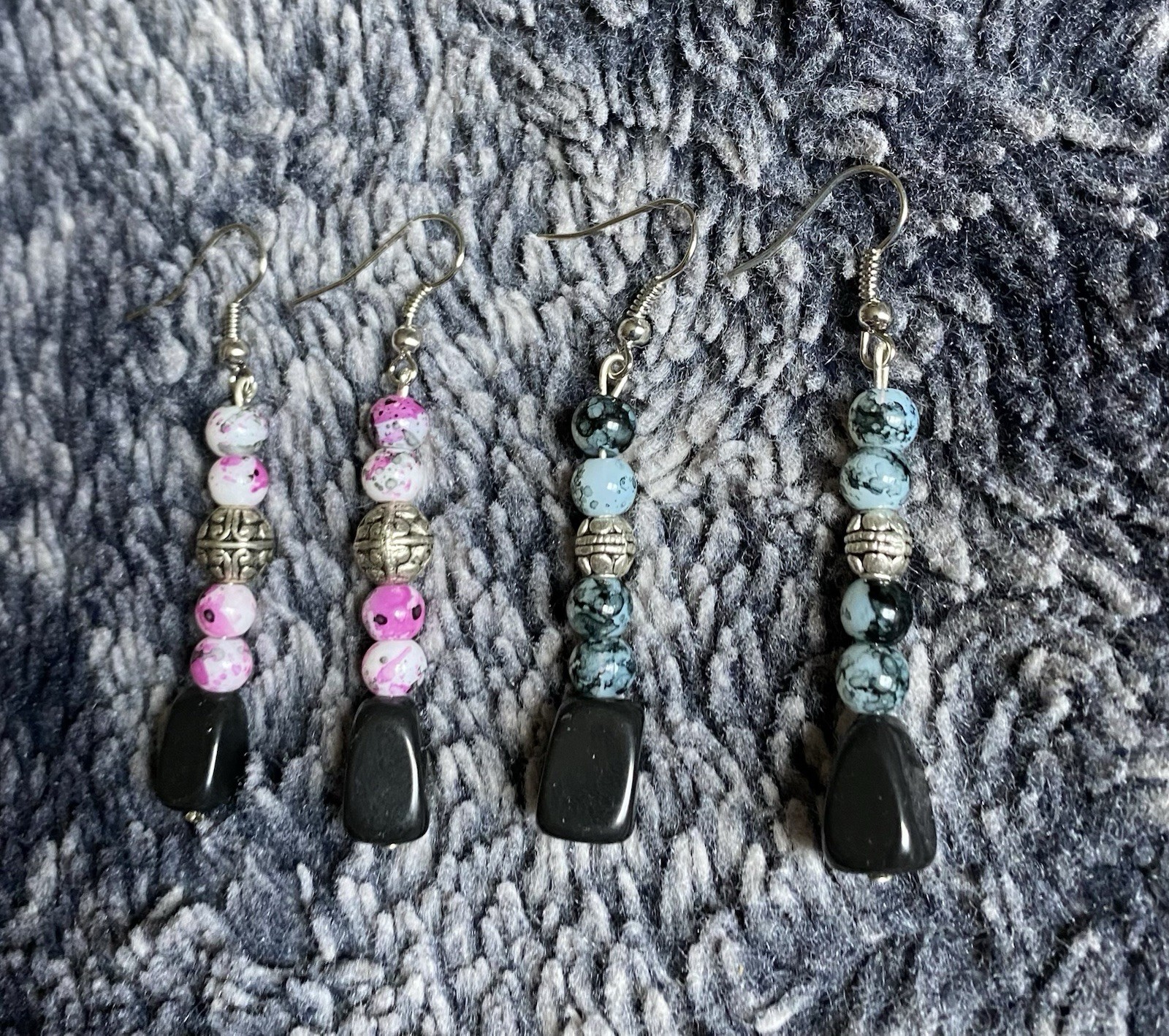 Handmade Multicolored Beaded Dangle Drop Earring Set (2)