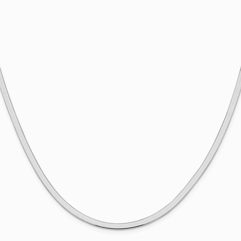 Sterling Silver Rhodium-Plated 3mm Magic Herringbone Chain Necklace 16″-24″