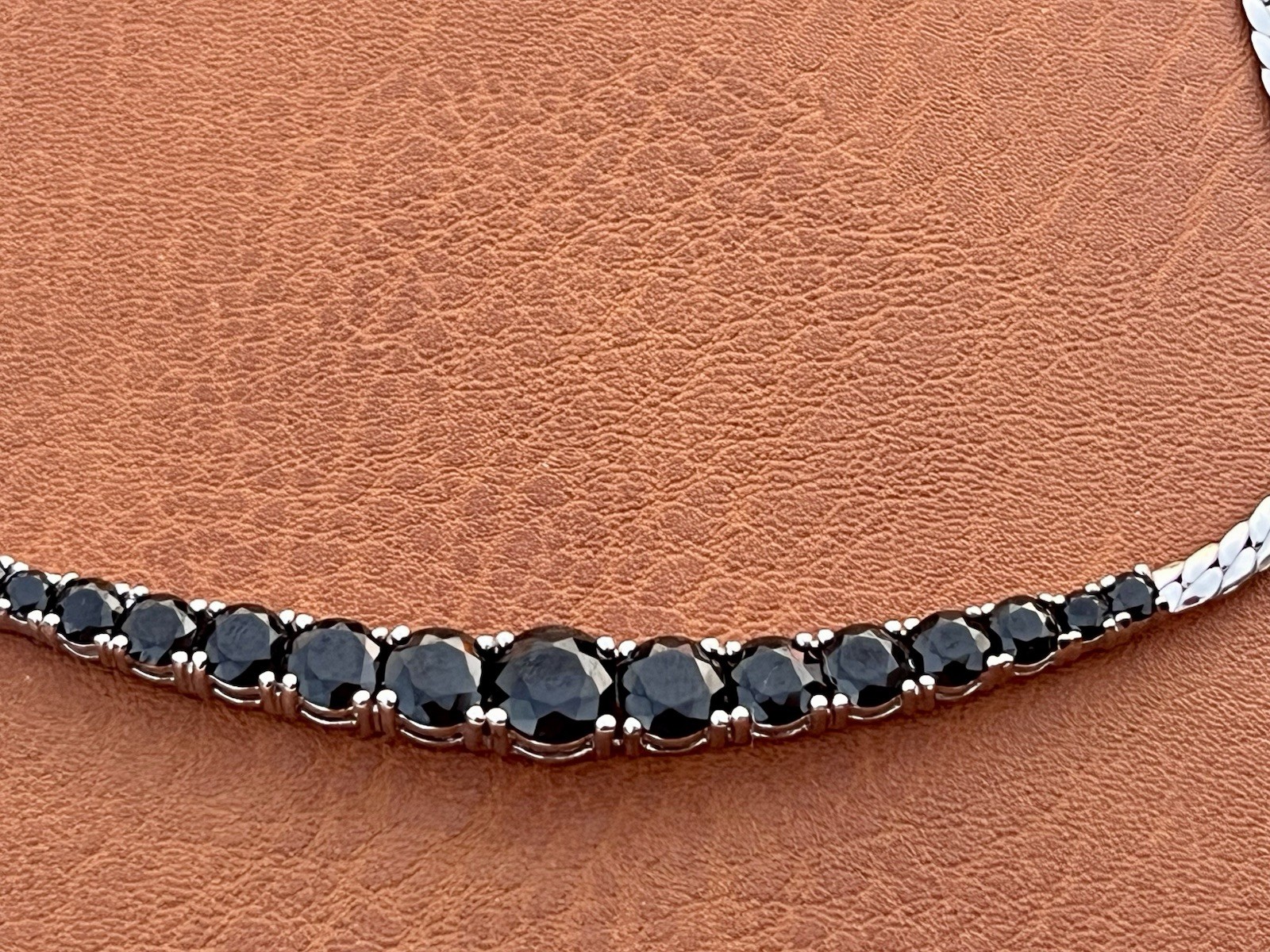 925 Sterling Sliver Snake Chain Black Spinal Necklace 16 in Signed Y