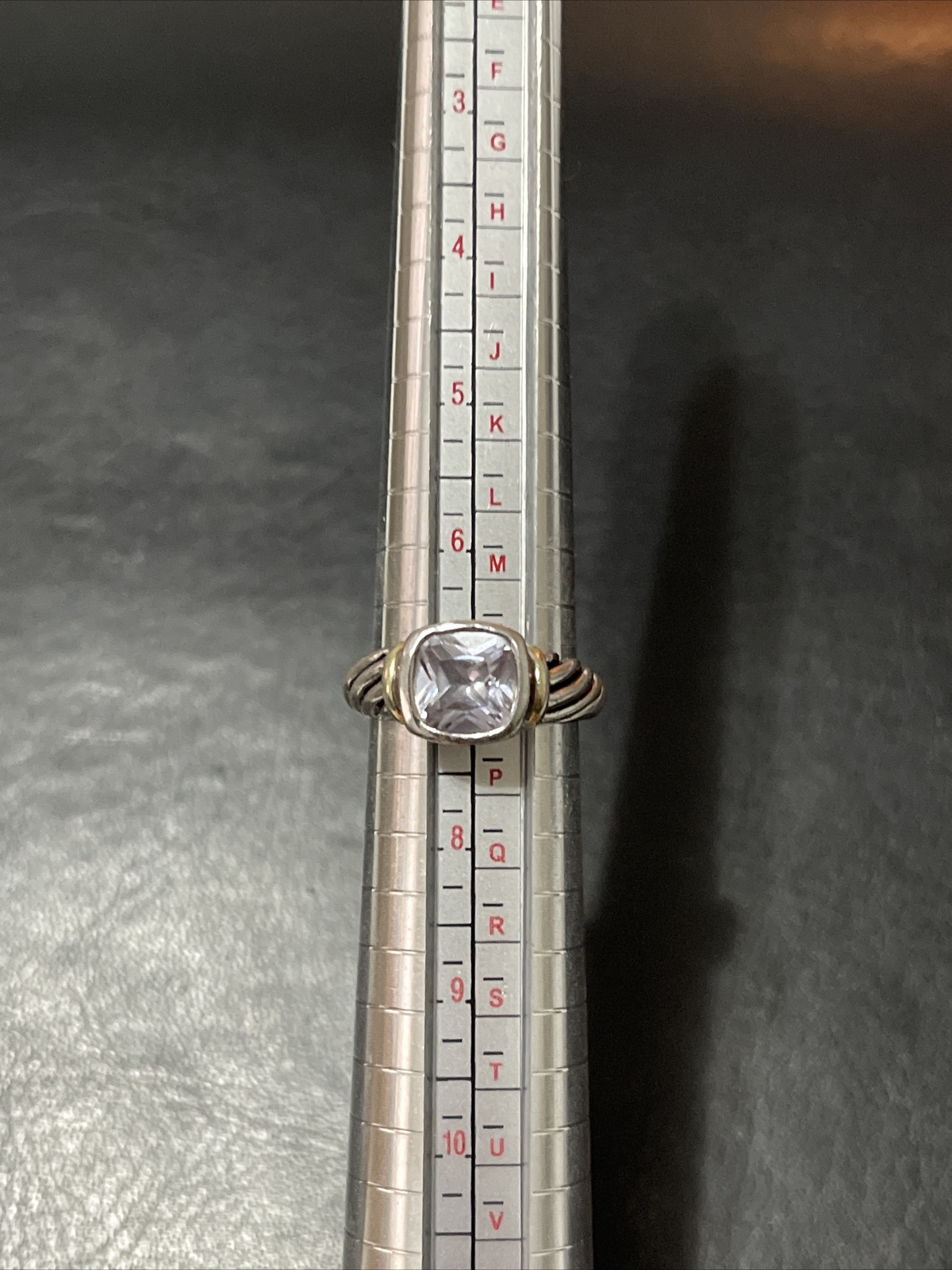 925 Sterling Silver Amethyst Square Ring Size 7 Weight 5.3 Gram