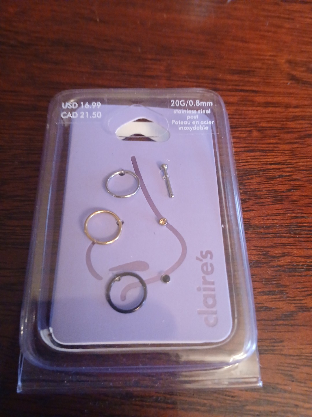 Claire’s Nose Ring Set 20g/0.8mm Stainless Steel. MSRP $16.99 NWT