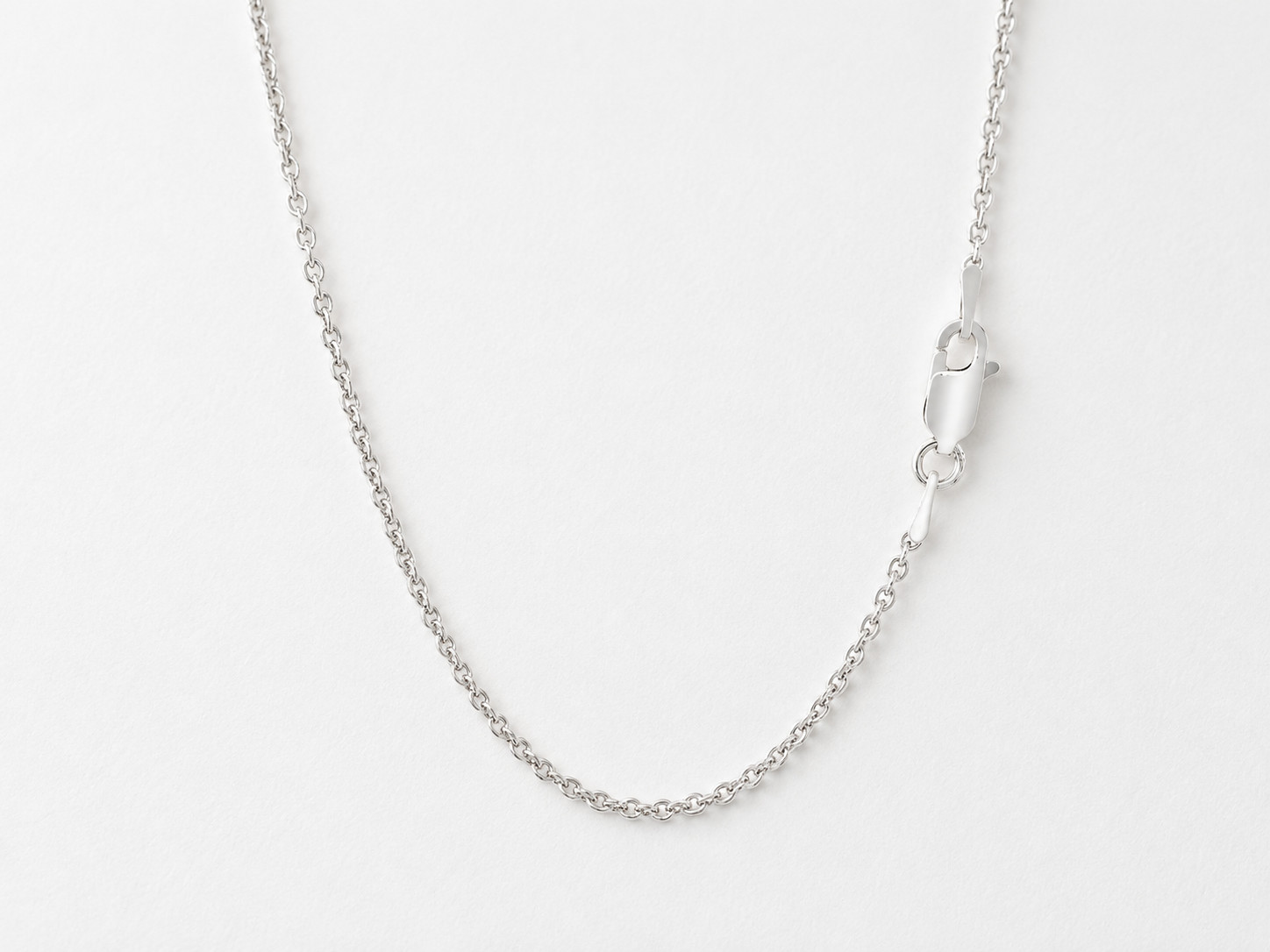 925 Sterling Silver 1.8mm Rhodium Cable Chain Necklace | Unisex Layering Chain