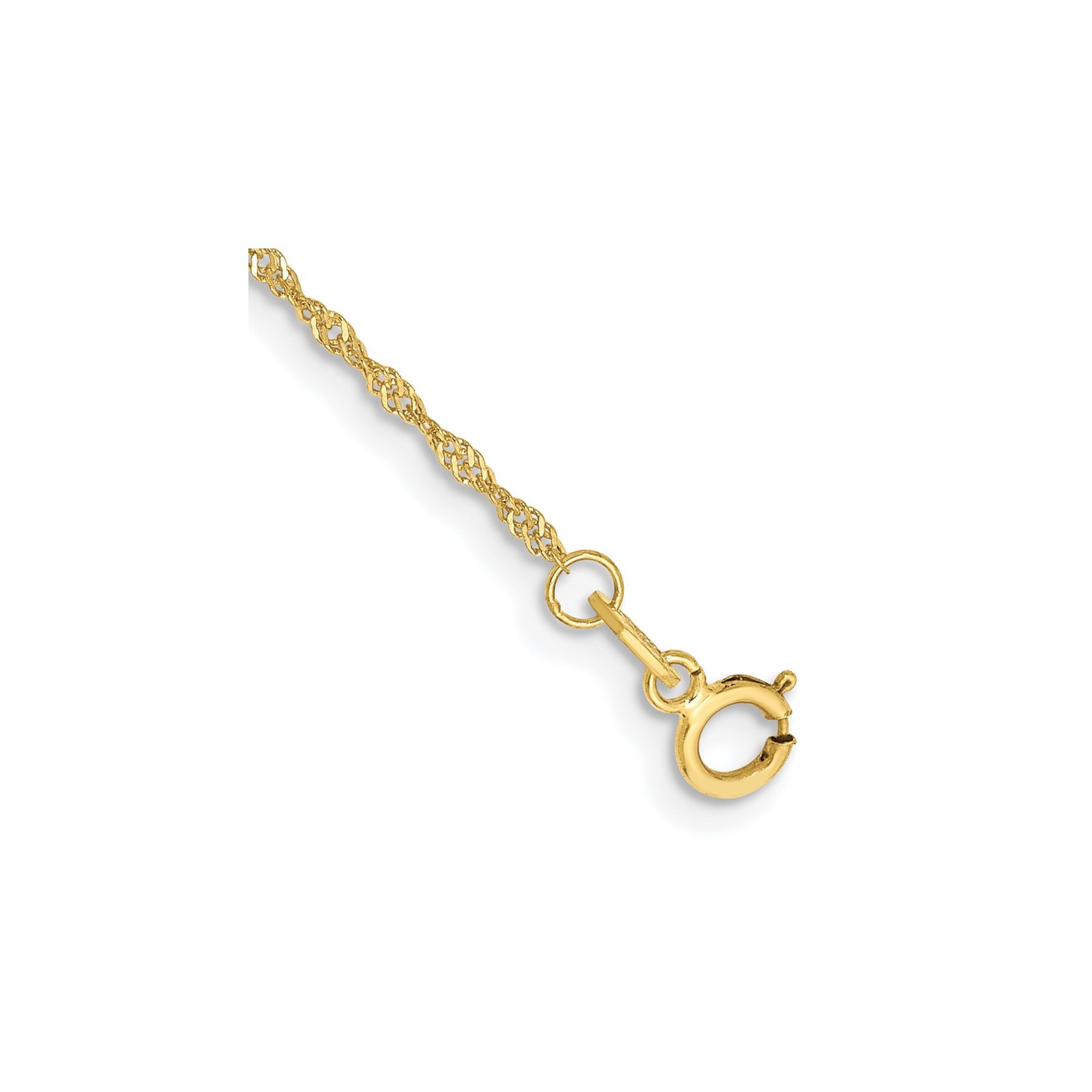 10K Yellow Gold 1-2mm Singapore Chain Necklace 7-30 Inch Mens Womens