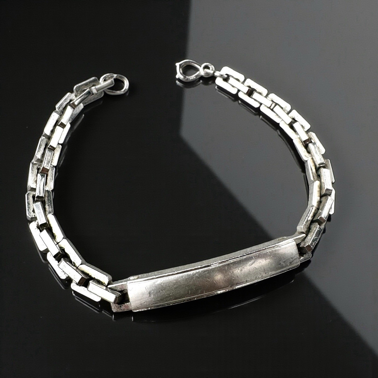 Vintage Speidel Stainless Steel Double Box Link Bracelet Men’s Identity ID USA