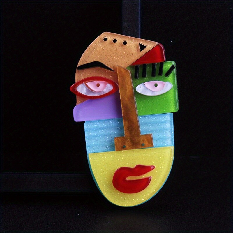Acrylic Acetate Plate Picasso Abstract Figure Portrait Brooch Accessories