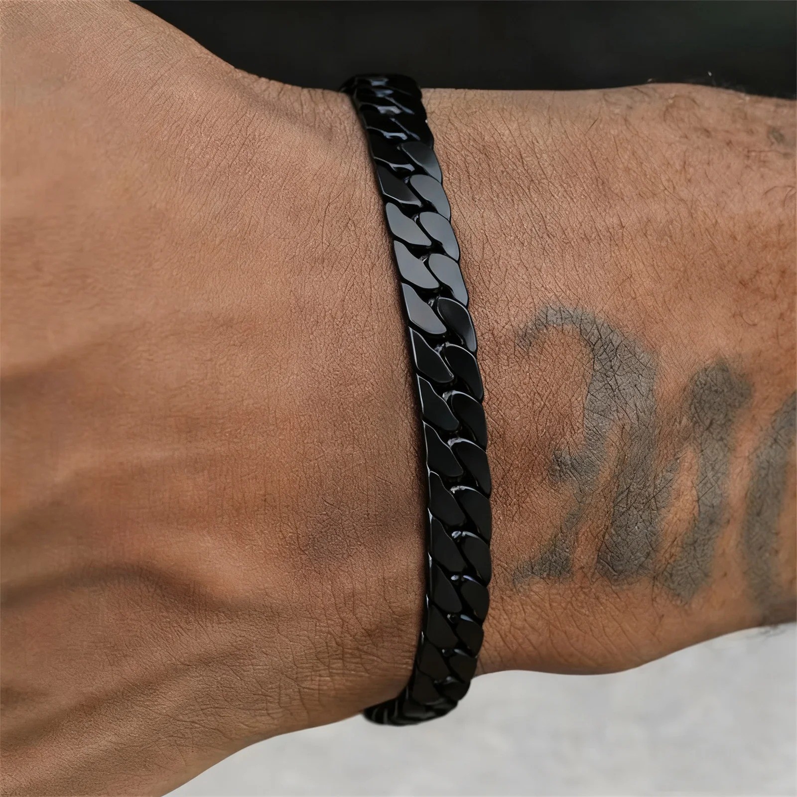 Flat Cuban Chain Bracelet Trendy Chain Links Wristband Classic Punk Jewelry Gift