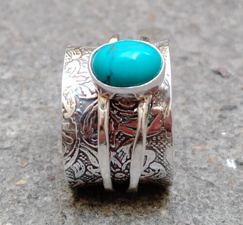 Turquoise Spinner Ring 925 Sterling Silver Handmade Spinner Silver Spinner Ring