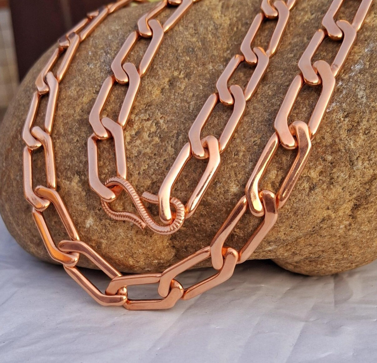 20 inch Pure Copper Solid LONG CUBAN Chain Necklace, Healing Jewelry Spiritual