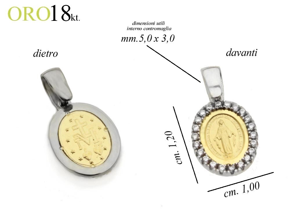 Medal Pendant Gift MIRACULOUS MADONNA 18kt Gold 750/1000 Brilliant Zircons