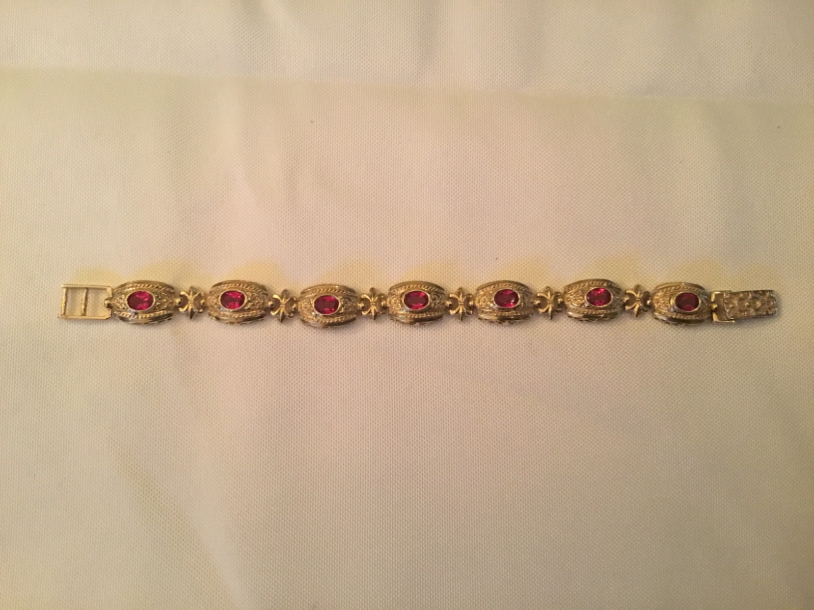 10KT Synthetic Ruby Bracelet -18.52 Grams- Adjustable Clasp- Wear or Scrap