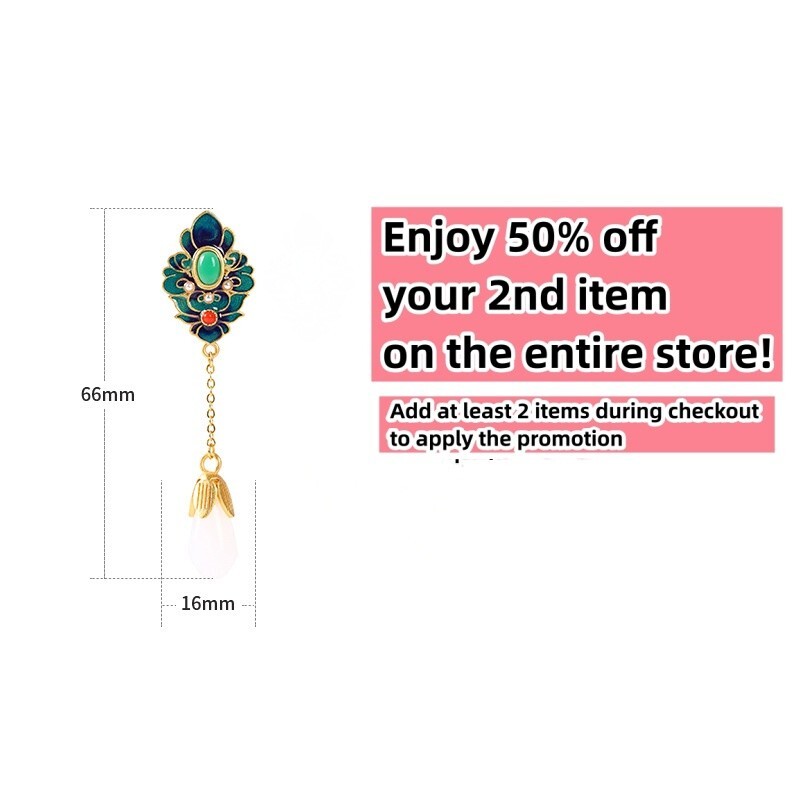 Jade Drop Dangle Earrings Bohemian Cloisonne Gemstone 18K White Gold Plated