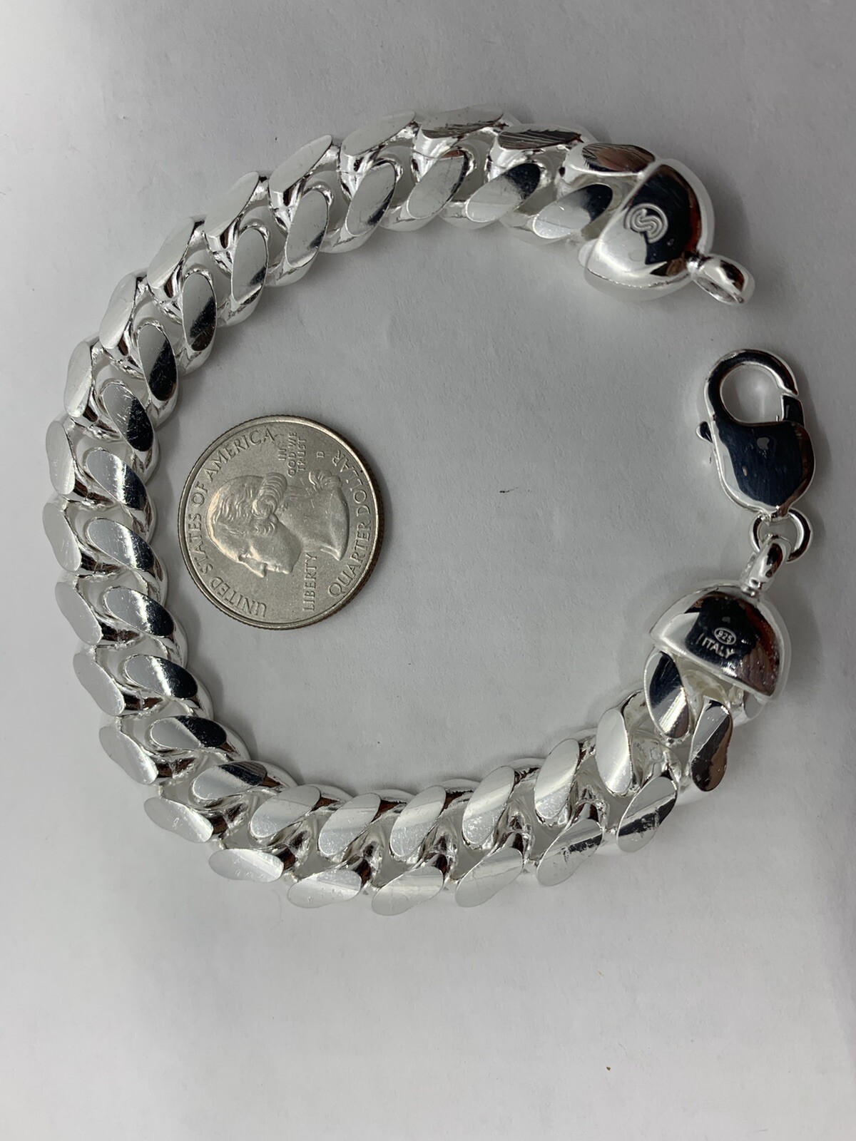 Hand Polished 13mm Solid 925 Silver Miami Cuban Link Men’s Bracelet 8″ 9″ Italy