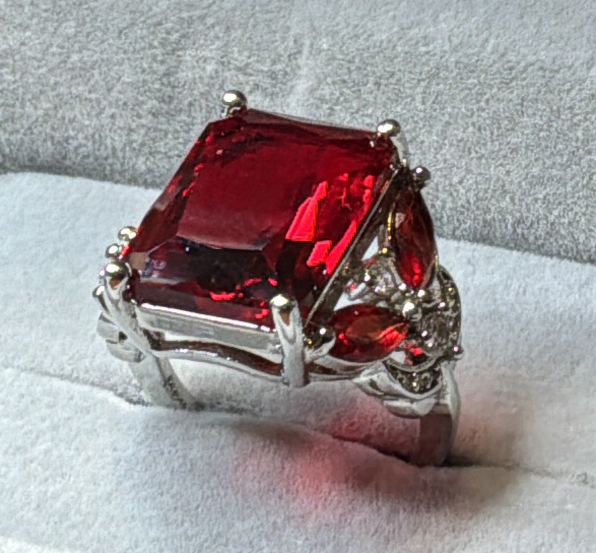 RUBY RING – Lab Created – 18x13mm Or 12.0ctw – .925 STERLING SILVER !!!