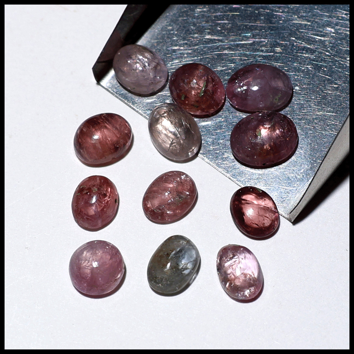 Burmese 12 PC Natural Spinel Untreated 7.6mm-9.2mm Oval Cabochon Gemstones Lot