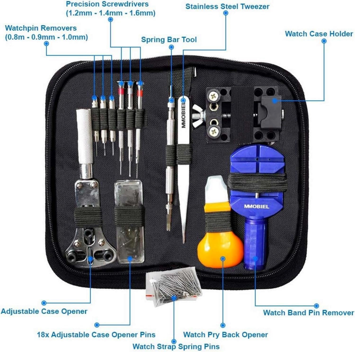 147 Pcs Watch Repair Tool Kit,Professional Watch Battery Replacement Tool Kit,Wa