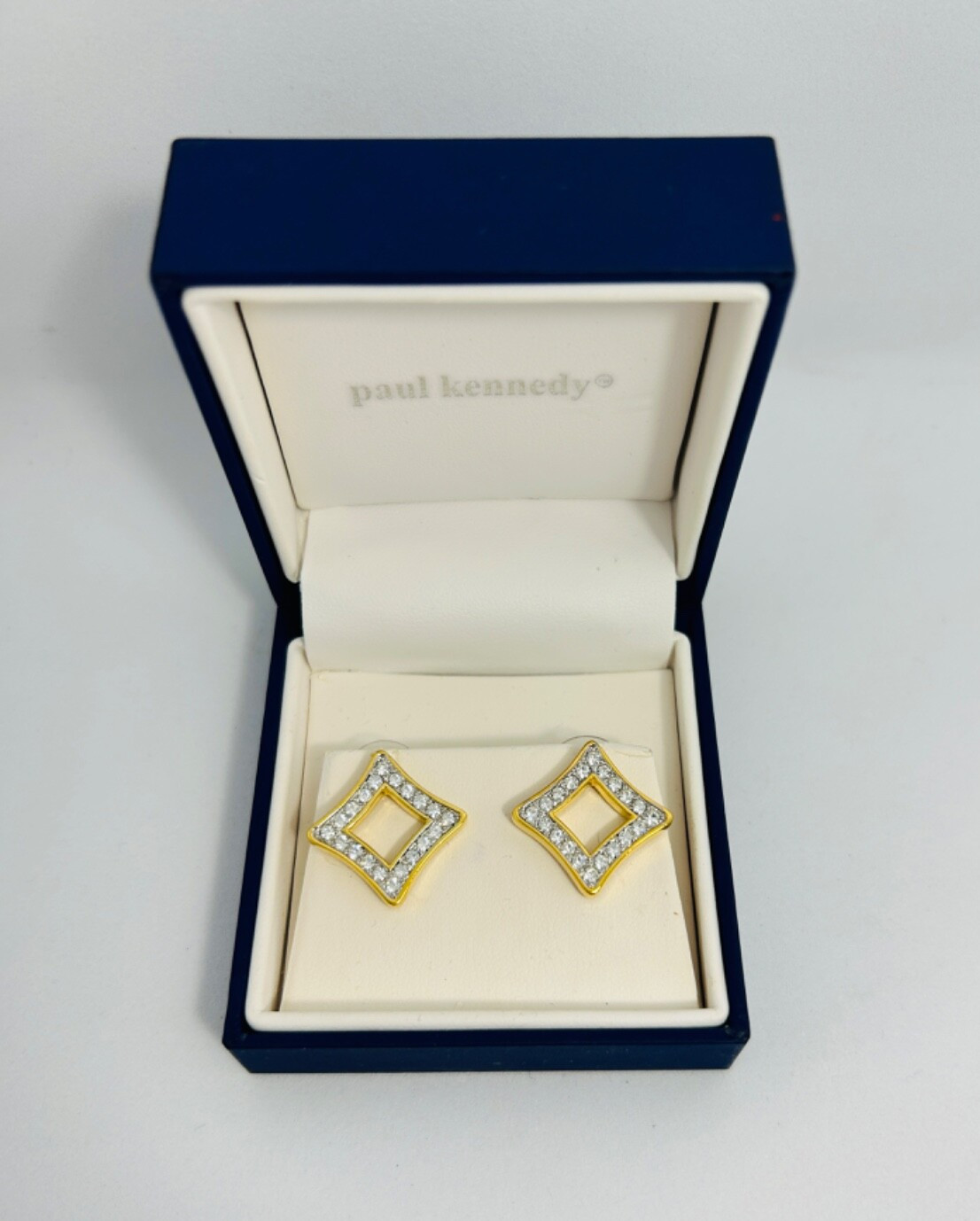 Paul Kennedy Gold Tone Rhinestones Pierced Geometric Earrings – Jewellery