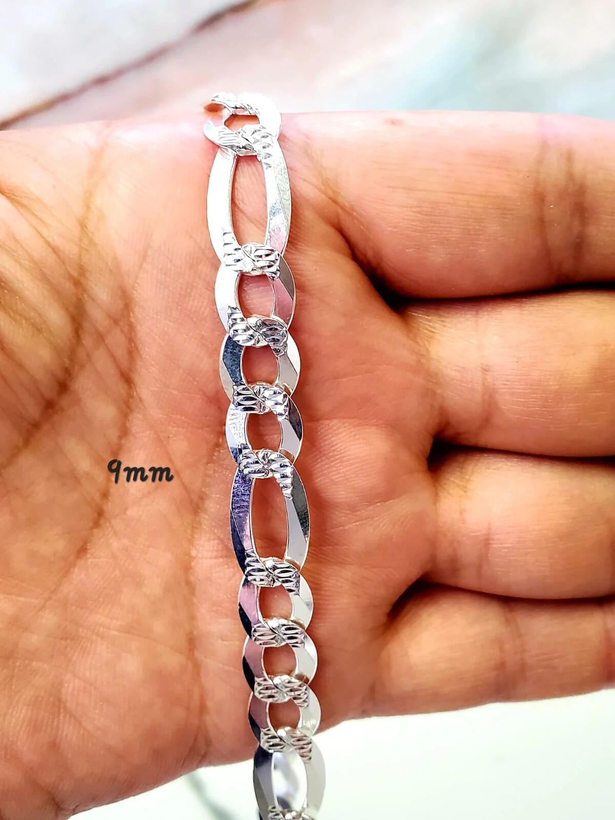 Solid 925 Sterling Real Italian Silver Figaro link Chain Necklace Men and Women
