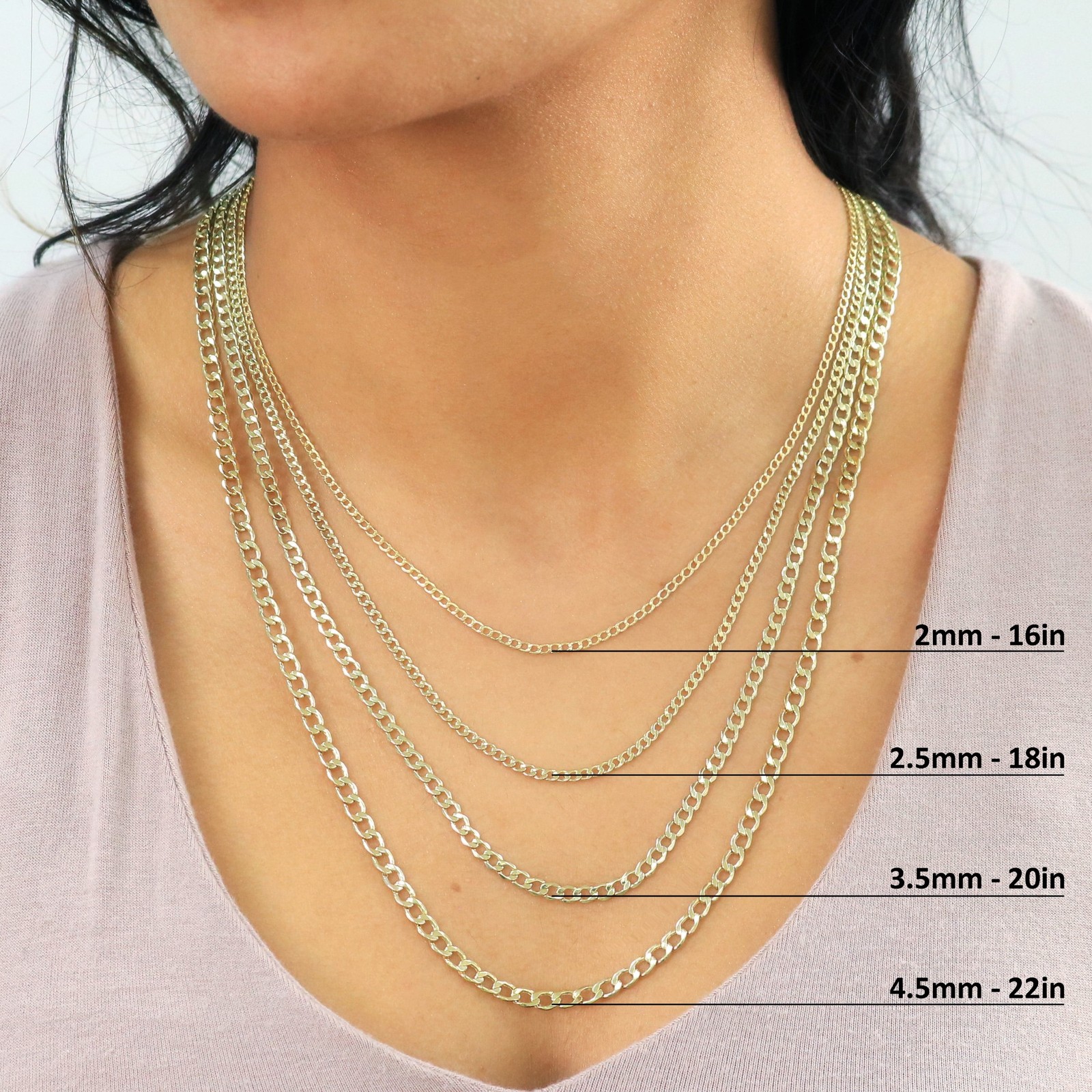 14K Yellow Gold 2mm-7.5mm Curb Cuban Chain Link Pendant Necklace Bracelet 7″-30″